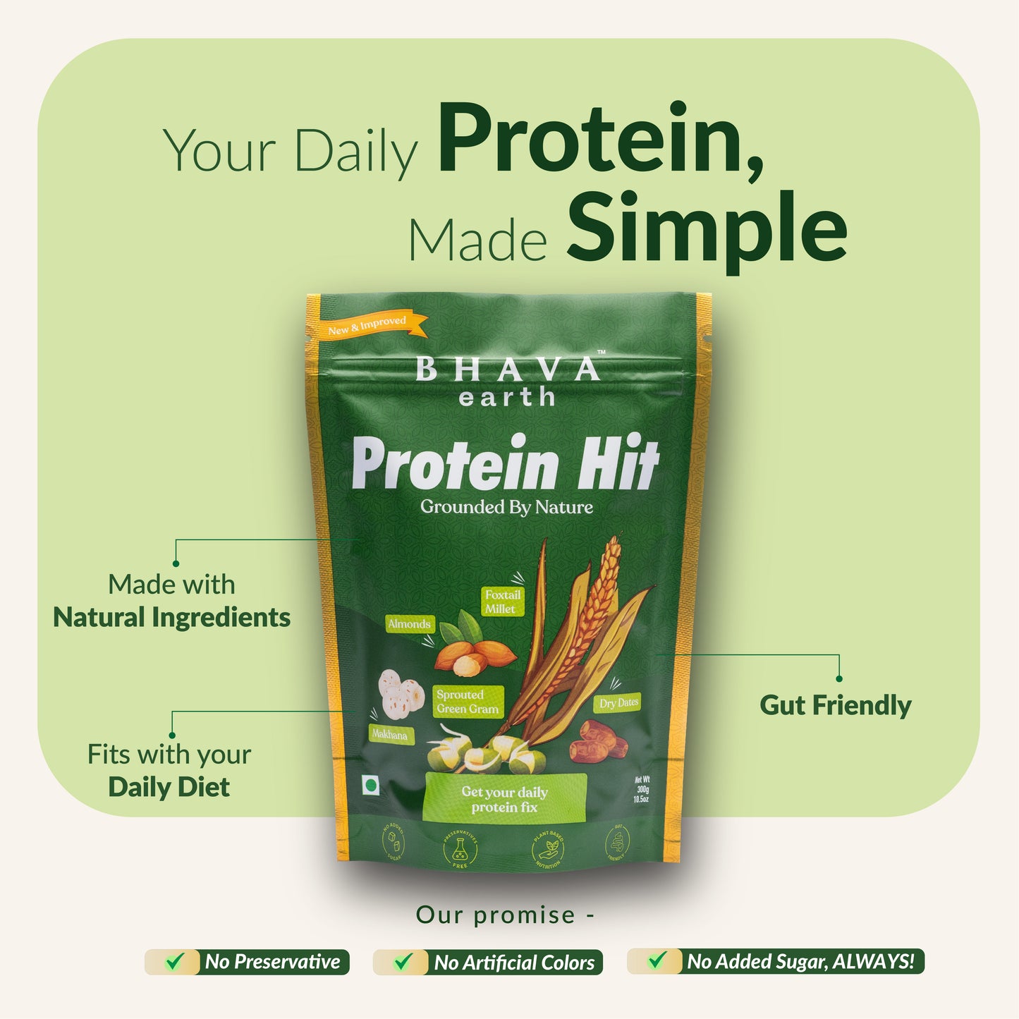 
                  
                    PROTEIN HIT - Light PROTEIN mix for Kids and Elders - Millets (Foxtail and Bajra) | Sprouted Green Gram | Chickpea | Pumpkin Seeds | Groundnut| Almonds | Dry Dates | Makhana
                  
                