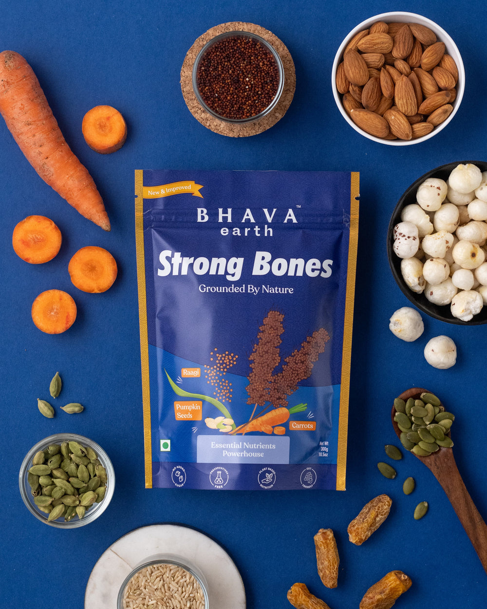 STRONG BONES- For a healthier BONES with great FLAVOUR made from Raagi | Brown Rice | Pumpkin Seeds | Almonds | Makhana | Dry Dates | Carrot and Elachi